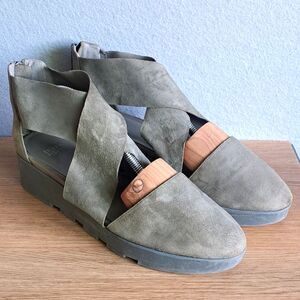 Eileen Fisher Women’s 9 Buoy Suede Crisscross Wedge Platform Sandals Gray
